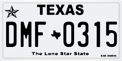 TX license plate DMF0315