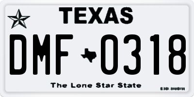 TX license plate DMF0318