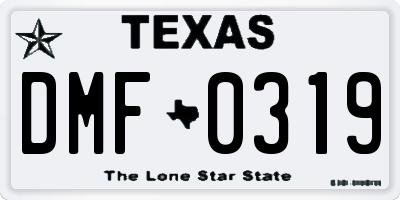 TX license plate DMF0319