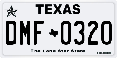 TX license plate DMF0320