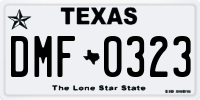 TX license plate DMF0323