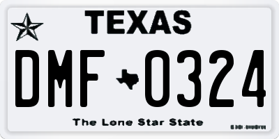 TX license plate DMF0324