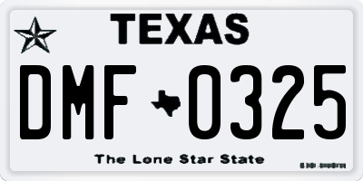 TX license plate DMF0325