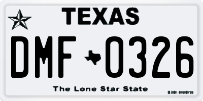 TX license plate DMF0326