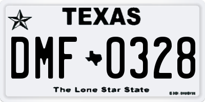 TX license plate DMF0328