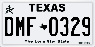 TX license plate DMF0329