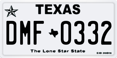 TX license plate DMF0332