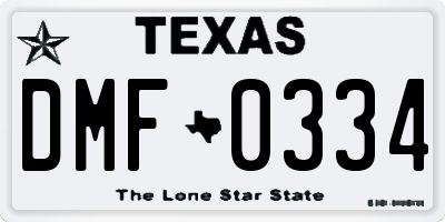 TX license plate DMF0334