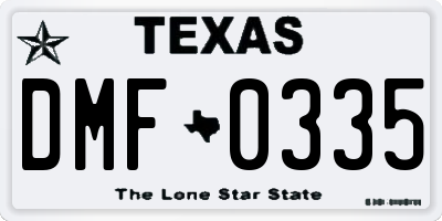 TX license plate DMF0335