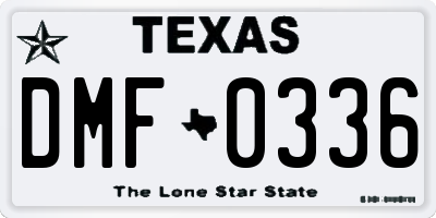 TX license plate DMF0336