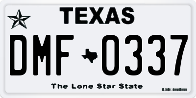 TX license plate DMF0337