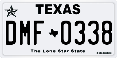 TX license plate DMF0338