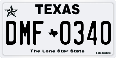 TX license plate DMF0340
