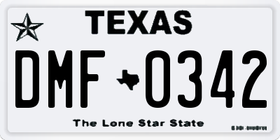 TX license plate DMF0342