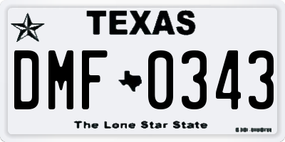 TX license plate DMF0343