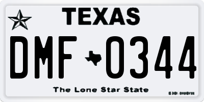 TX license plate DMF0344