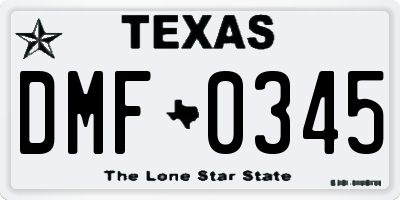 TX license plate DMF0345