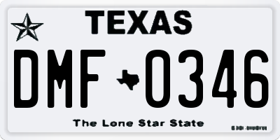 TX license plate DMF0346