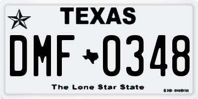 TX license plate DMF0348