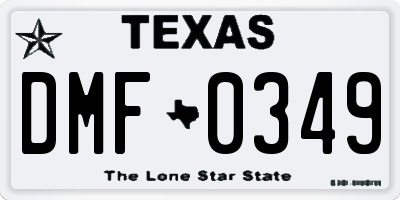 TX license plate DMF0349