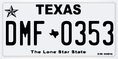 TX license plate DMF0353