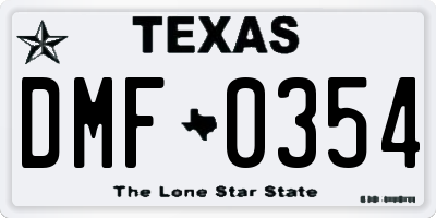 TX license plate DMF0354