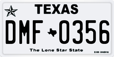 TX license plate DMF0356