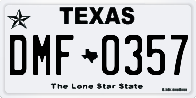 TX license plate DMF0357