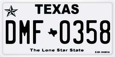 TX license plate DMF0358