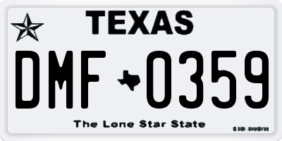 TX license plate DMF0359