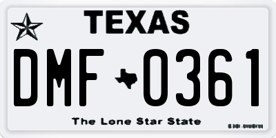 TX license plate DMF0361