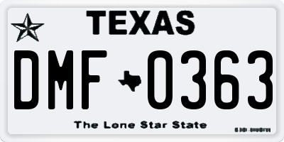 TX license plate DMF0363