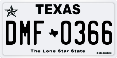 TX license plate DMF0366