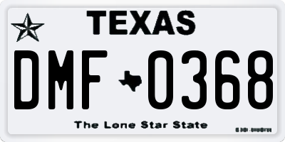 TX license plate DMF0368