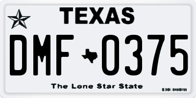 TX license plate DMF0375