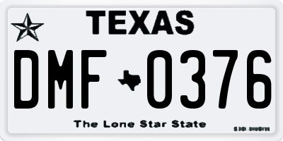 TX license plate DMF0376