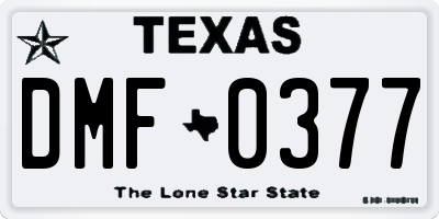 TX license plate DMF0377