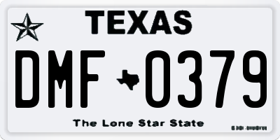 TX license plate DMF0379