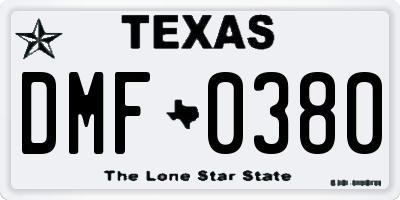 TX license plate DMF0380