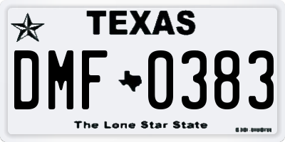 TX license plate DMF0383