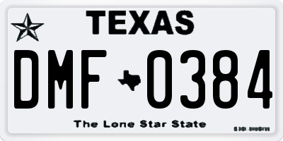 TX license plate DMF0384