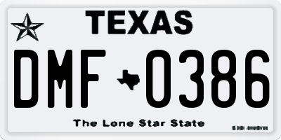 TX license plate DMF0386