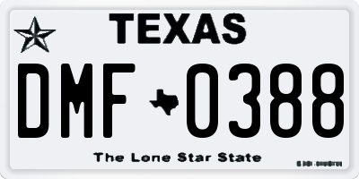 TX license plate DMF0388