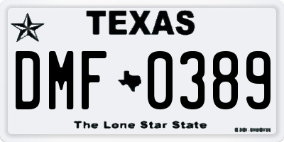 TX license plate DMF0389