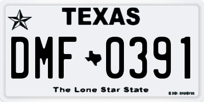TX license plate DMF0391