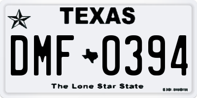 TX license plate DMF0394