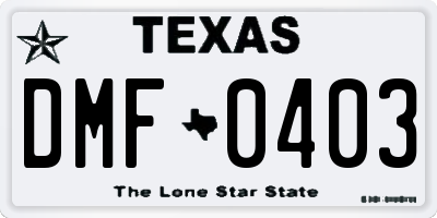 TX license plate DMF0403