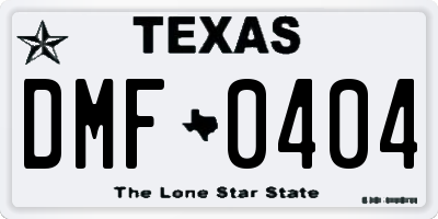 TX license plate DMF0404