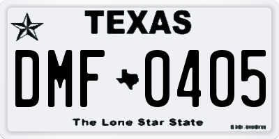 TX license plate DMF0405