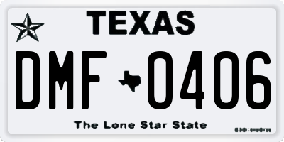 TX license plate DMF0406